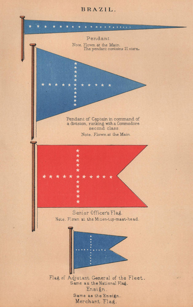 BRAZIL FLAGS Captain's Pendant Senior Officer Fleet Adjutant General 1916